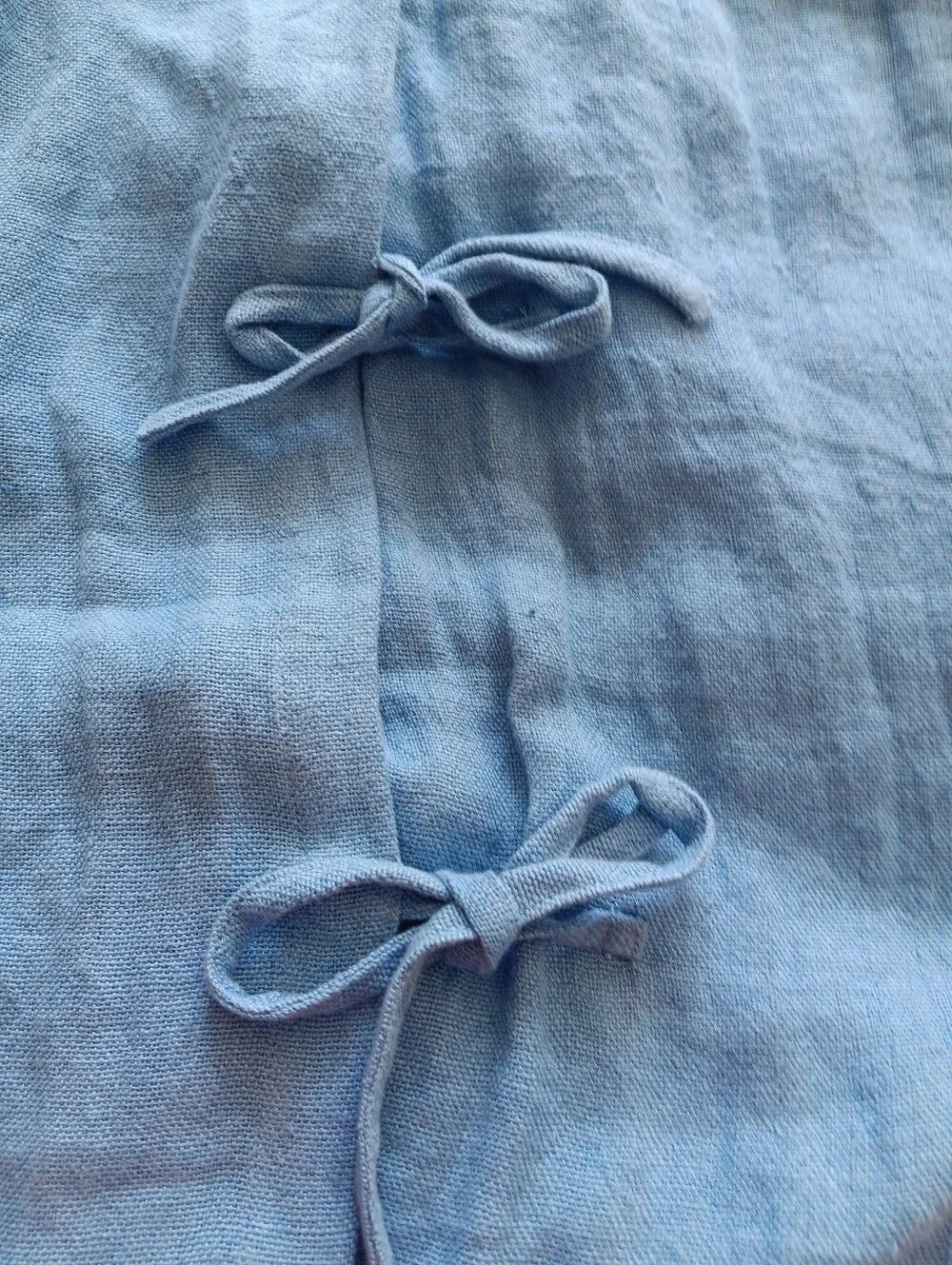3 - Annie Selke C3 French Blue 100% Linen Pillow Shams Tie Closure 26